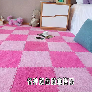 Home Interlocking Plush Floor Mat Thickened Square Foam Non <b>Slip</b> Bedroom Living Room Balcony Puzzle Piece <b>Full</b> Coverage Rug - Product Image 2