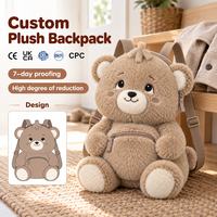 Sac à dos en peluche personnalisé pour l'école, motif ours en peluche, avec porte-monnaie mignon et animaux en peluche de dessin animé pour enfants