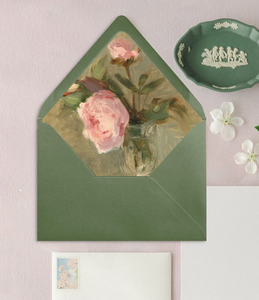 Doublures d'enveloppes de mariage A7 imprimées « Pivoine Rose » par Morisot, style impressionniste français, pour invitations de mariage - Product Image 6