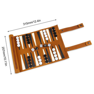 Tablero de Backgammon de Cuero Hecho a Medida con Madera Fina, Juego de Backgammon de Cuero Plegable Personalizado para Aficionados al Ajedrez, Uso en Exteriores - Product Image 2