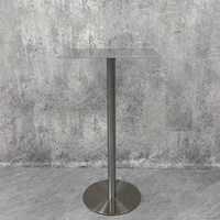 Table haute carrée moderne en acier inoxydable pour hôtels, salons, patios et usage commercial - Durable et facile à nettoyer