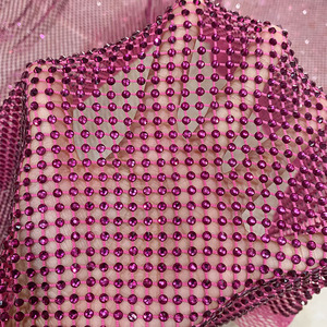 도매 패션 크리스탈 비즈 스톤 다이아몬드 메쉬 패브릭 탄성 트리밍 - Product Image 6