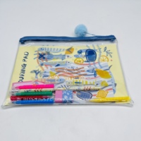 Ensemble de papeterie sur le thème du chat mignon, ensemble d'art pour enfants avec sac à fermeture éclair à pompons, cadeau d'anniversaire pour enfants