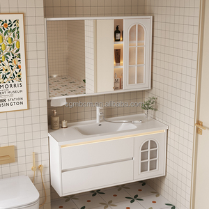 Gabinete de baño inteligente integrado de cerámica de jardín francés Gabinete de <span class=keywords><strong>espejo</strong></span> Almacenamiento de inodoro Mesa de lavado Gabinete de lavabo - Product Image 3