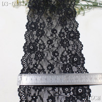 Dentelle élastique en maille de haute qualité 15 cm bleu roi, blanc, noir, en Spandex et Nylon, pour sous-vêtements