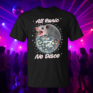 Camiseta All Panic No Disco Screaming Rat, diseño de fiesta en negro - Product Image 3