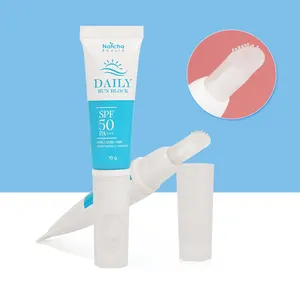 Recyclable Small 10g Empty Lipgloss Squeeze Plastic Soft Tube With Flat Silicone Gel Brush Head For Lip Balm Or Lip Gloss