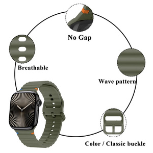 Correa de Silicona con Diseño de Ondas para Reloj <span class=keywords><strong>Apple</strong></span>, Compatible con Tamaños 42mm, 46mm, 44mm, 45mm, 41mm, 40mm, 49mm - Product Image 3