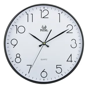 Настенные часы на заказ, тихие простые креативные пластиковые круглые кварцевые подарочные 14 дюймов, в тонкой рамке, узкие часы