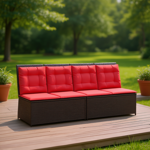 Banc de jardin en polyrotin 4 places, mobilier de patio extérieur, design moderne et durable - Product Image 2