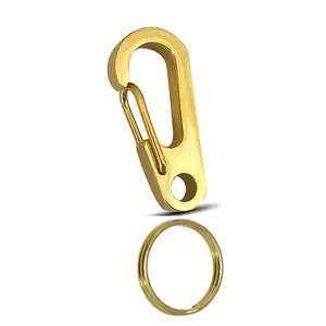 Outdoor Carabiner Keychain Hook, Backpack Camping Carabiner Clip, Pet Collar Gold Stainless Steel Spring Snap with Keyring
