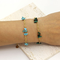 Bracelet superposé en pierres naturelles plaqué or pour femme, motif animal, style vintage, idéal pour le quotidien, cadeau