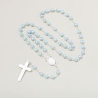 Offre Spéciale perle 8mm perles de verre catholique jésus croix chapelet vierge marie médaille collier bijoux religieux en gros