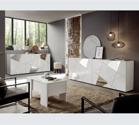 Muebles de acento, pintado blanco Simple aparador, soporte de TV, armario con almacenamiento con vidrio para sala de estar, comedor