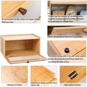 Kacamata serbaguna kotak penyimpanan roti bambu untuk meja dapur tempat sampah roti - Product Image 5
