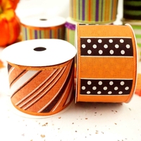 Ruban en polyester imprimé personnalisé à motifs floraux pour emballages cadeaux DIY d'Halloween et de Noël