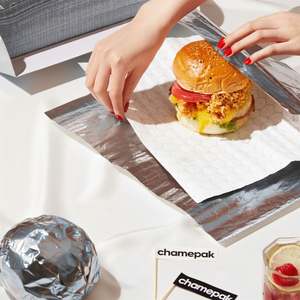 Papier d'emballage en papier nid d'abeille en aluminium avec logo personnalisé, qualité alimentaire, résistant à l'huile, recyclable, pour la charcuterie, les hamburgers et les plats à emporter, écologique - Product Image 3