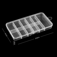 Boîte de rangement carrée transparente en plastique ABS Felice à 11 compartiments pour capsules d'ongles, décoration d'ongles et acrylique