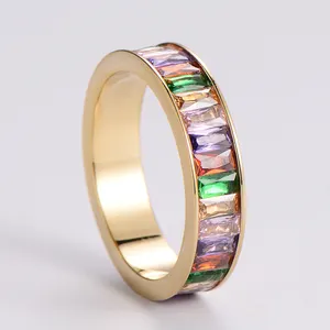 cheap stylish design stainless steel gold plated colorful cubic zirconia band finger rings kid boys