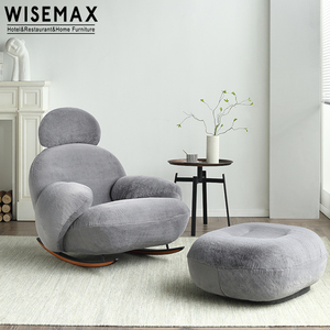 WISEMAX – mobilier de salon nordique en tissu blanc, <span class=keywords><strong>fauteuil</strong></span> de loisirs en <span class=keywords><strong>fourrure</strong></span>, base métallique pivotante, chaise de salon - Product Image 1