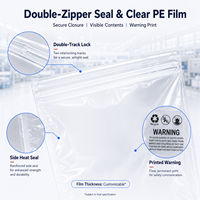 Sacs de compression sous vide transparents en PE personnalisés en usine avec double fermeture éclair et impression d'avertissement pour le rangement des vêtements, textiles, literie et chaussures
