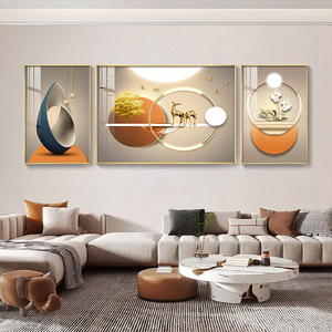لوحات جدارية ثلاثية عصرية لتزيين غرفة المعيشة بإطار معدني - فن ديكور للمنزل - Product Image 3