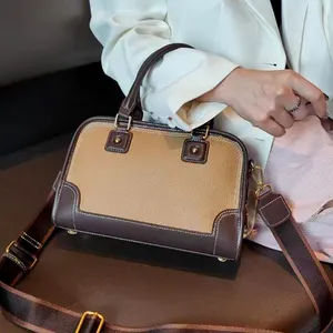 2024 Vintage Women's Bag New Top layer cowhide Boston Bag Women's crossbody bag soft leather