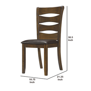 Set of 2pc Unique Back Design Eco-Friendly Tufted Wooden Side <b>Chairs</b> in <b>Brown</b> Finish Modern Style <b>Dining</b> Room Furniture - Product Image 4