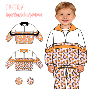 Ensemble de vêtements d'Halloween personnalisés pour tout-petits garçons et filles, sweat-shirt à demi-zip et pantalon de jogging imprimés citrouille, fantôme, chauve-souris - Product Image 5