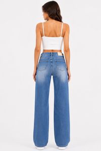 Jeans a Vita Alta e Gamba Larga con Stampa Glitterata, Vestibilità Comoda, Lunghezza Intera, in Cotone Stonewashed, Stile Casual - Product Image 2