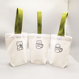 Cute Cartoon <b>Coffee</b> Cup Tote Bag Solid Color <b>Machine</b> Printing For Students General Packaging - Product Image 2
