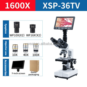 WEIAI-Microscopio Trinocular Digital con Pantalla HD de 7 ", Microscopio Biológico de Laboratorio Médico Escolar con Luz LED 1600X - Product Image 6