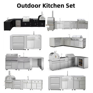 Custom Wood Grain Modular 304 Stainless Steel Outdoor Kitchen Antirust Durable SS304 Garden Outdoor Kitchen with <strong>BBQ</strong> Grill Sink - Product Image 3