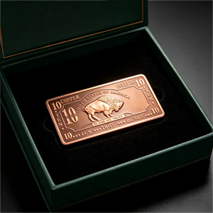 Lingote de Cobre Fino .999 de 10 Onzas, Placa Rectangular de Búfalo, Arte Coleccionable Troquelado, Barra de Cobre - Product Image 6