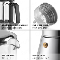 Emode Vente en gros Écologique 4/6 Tasses Verre à haute teneur en borosilicate Santé Moka Pot Café Outils à la maison