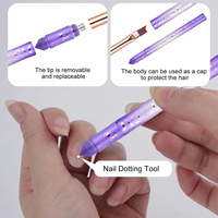 Lot de 10 outils professionnels détachables en métal avec manche en forme de bambou 2-en-1 pour le nail art et le design des ongles