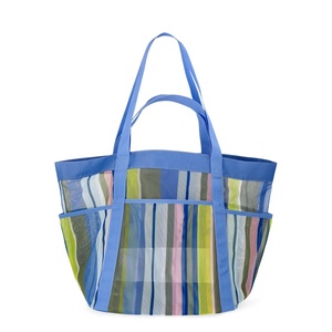 Borsa Tote Leopardata Stile Vacanza, Borsa a Mano a Quadri Portatile di Grande Capacità per il Tempo Libero al Mare, Borsa da Spiaggia a Rete a Righe - Product Image 6