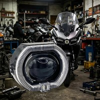 Phares LED intégrés pour moto, 2,5 pouces, avec lentille œil de démon, faisceau haut et bas, phares universels