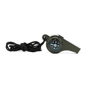Silbato Multifuncional para Exteriores de 60 mm, Verde Militar, con Brújula y Termómetro de Metal, Equipo Compacto de Seguridad y Supervivencia - Product Image 2