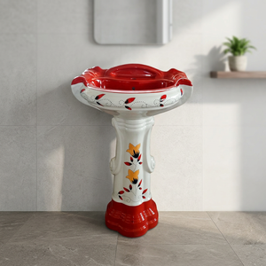 Lavabo con columna de resina transparente minimalista moderno, lavabo de diseño para baño de Hotel, lavabo de pie de suelo todo en uno - Product Image 2