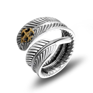 Vintage <b>Titanium</b> Steel Feather <b>Ring</b> Men's Asymmetrical Design SA997 Jewelry Gift - Product Image 5