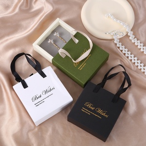 Premium Craft <b>Paper</b> White Jewelry Sliding Drawer Gift Box Custom <b>Made</b> Jewelry Packaging Box with <b>Hand</b> Ribbon - Product Image 1