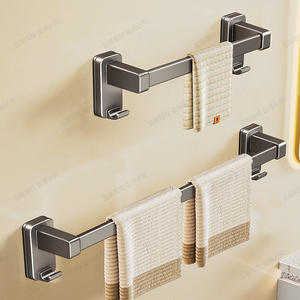 Porte-serviettes mural Blue Vine à 2 barres, étagère de rangement pour salle de bain, barre à serviettes simple - Product Image 2