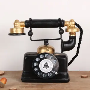 Vintage resin telephone ornaments Imitation antique telephone set home living room desktop decoration crafts