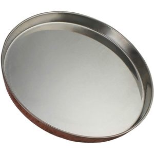 PARIJAT Handicrafts 2pc Hammered Copper Stainless Steel 12 Inches Indian Food Dinner Plate Thali Tableware Elegant <b>Dinnerware</b> - Product Image 1