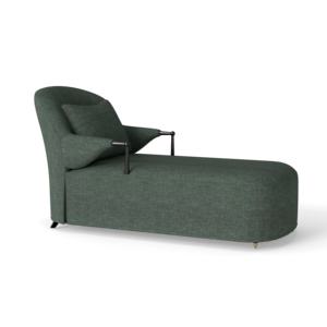 Sillón <span class=keywords><strong>Chaise</strong></span> <span class=keywords><strong>Longue</strong></span> Moderno de Tela Verde Oscuro con Reposabrazos Metálicos para Sala de Estar o Rincón de Lectura - Product Image 6