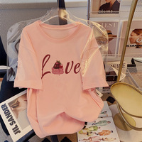 Nouveau T-shirt basique à manches courtes pour l'été, hauts décontractés, T-shirts amples à motif graffiti, col rond, version coréenne, Tee-shirt Femme