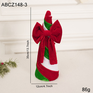 LINGKAI <b>Red</b> <b>Green</b> Fabric Wrapped <b>Christmas</b> Cone Tree <b>and</b> Gift Box Set Tabletop Ornament for Xmas Home Party <b>Decor</b> - Product Image 6