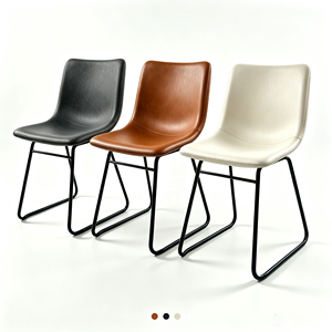 Chaise de salle à manger certifiée CAL 117 avec étiquette de conformité, chaise d'appoint moderne rembourrée en PU, pieds en métal noir pour projets commerciaux aux États-Unis - Product Image 1