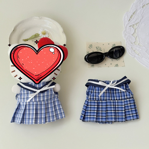 Universal Plaid School Uniform Skirt for 10cm-20cm Dolls Kawaii Blue Checkered <strong>Dress</strong> for Labubu Clothes Wholesale - Product Image 3